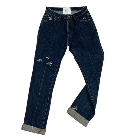 One Teaspoon Dark Blue Straight Leg High Waist Jeans(Size 26) - Picture 4 of 15